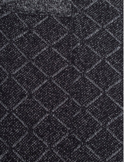 Calcetines largos de mujer en algodón egipcio y cachemir con estampado de rombos efecto brillante - Negro | Doré Doré