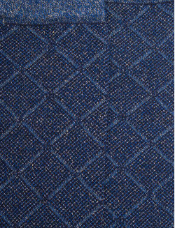 Calcetines largos de mujer en algodón egipcio y cachemira con estampado de rombos efecto brillo - Azul marino oscuro | Do